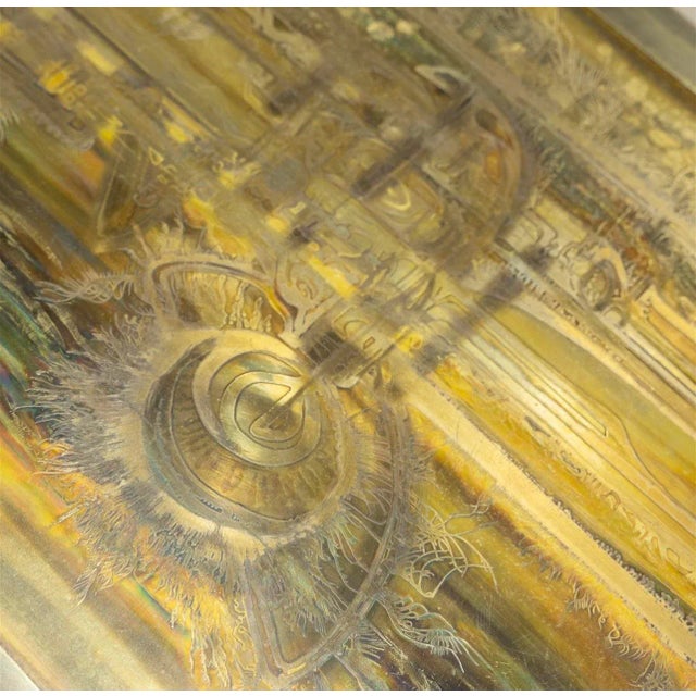 1970s Bernhard Rhône Acid Etched Brass Credenza for Mastercraft For Sale In Cleveland - Image 6 of 12