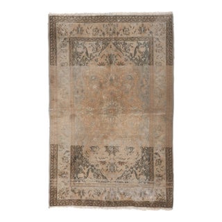 Mid 20th Century Distressed Faded Vintage Persian Rug, 03'05 X 05'03 For Sale