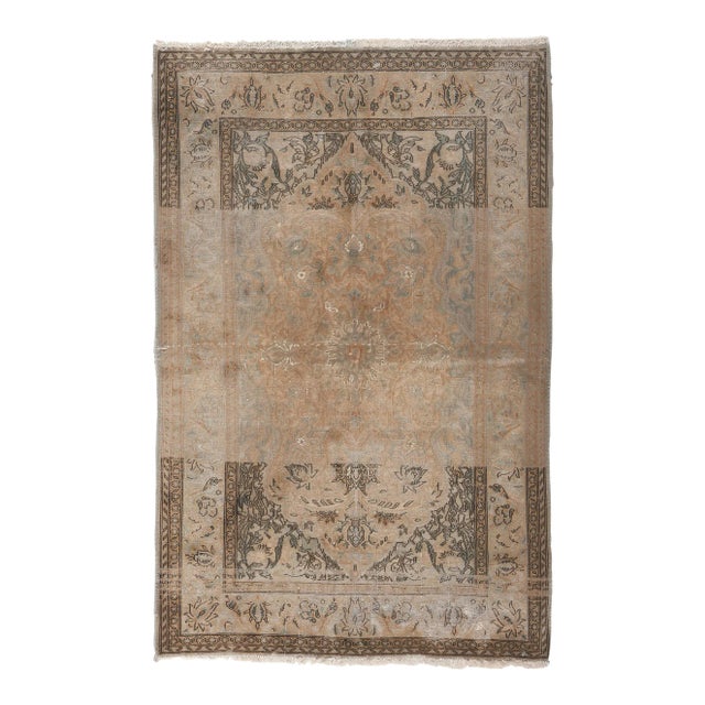 Mid 20th Century Distressed Faded Vintage Persian Rug, 03'05 X 05'03 For Sale