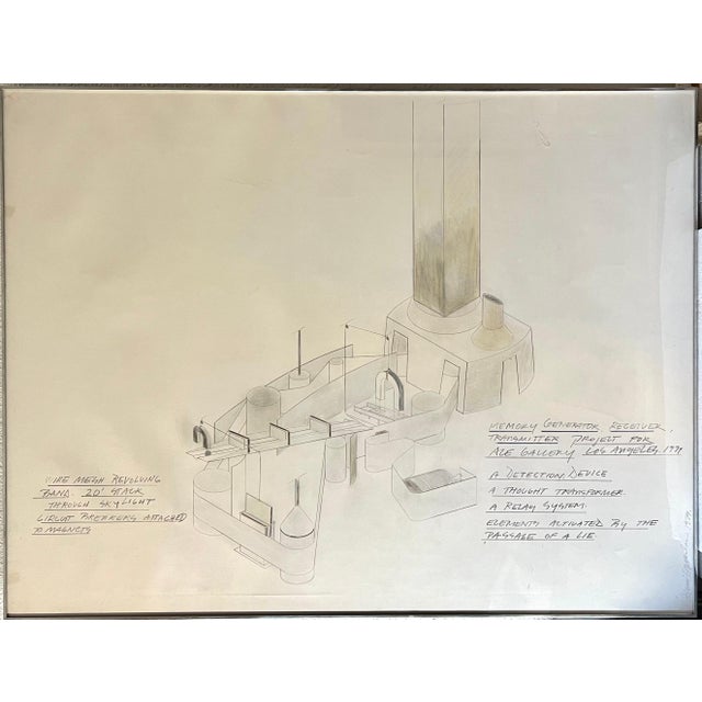 Dennis Oppenheim (1938 - 2011) Pencil and colored pencil drawing on paper, 'Memory Generator Receiver; Transmitter project...