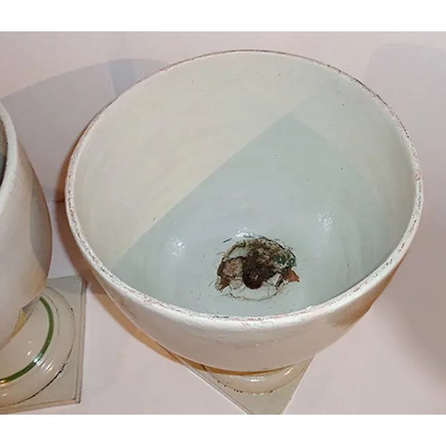 Pair of larger Mid Century Modern Italian Majolica Jardiniere planters. Majolica pottery in which an earthenware clay body...