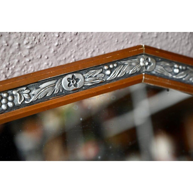 Boho Chic Art Deco Hexagonal Silver and Gold Mirror, 1940s For Sale - Image 3 of 7