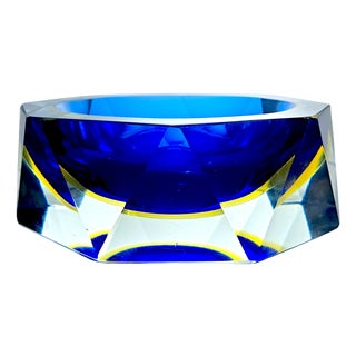 Sommerso Murano Glass Ashtray attributed to Flavio Poli for Seguso, 1970s For Sale