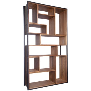 Bauhaus Dark Walnut & Metal Bookcase