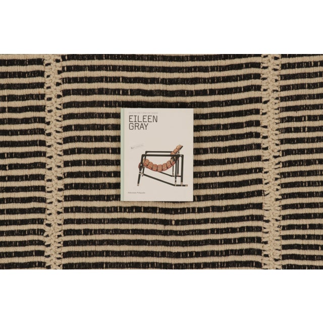 Rug & Kilim Contemporary Rez Kilim Flatweave Rug With Black & Beige Stripes For Sale - Image 9 of 9