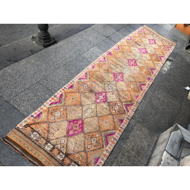 Art Deco Vintage Tribal Handmade Hallway Runner- 2′10″ × 11′8″ For Sale - Image 3 of 11