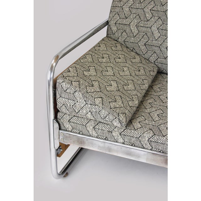 Bauhaus Bauhaus Tubular Steel and Chrome Sofa, Czechoslovakia, 1940s For Sale - Image 3 of 18