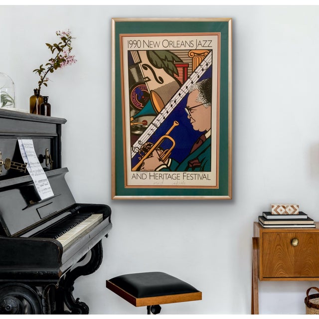 1990 New Orleans Jazz Fest Kid Sheik Poster by Louise Mouton—Special Double-Signed Limited Edition #414/500 For Sale In Los Angeles - Image 6 of 15