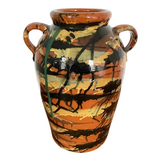 Terracotta Hand Painted Urn For Sale