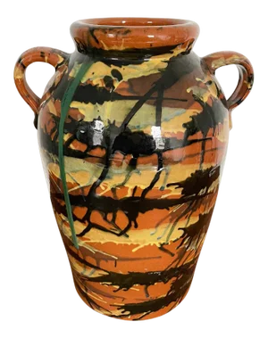 Urn Terracotta Hand Painted and Glazed