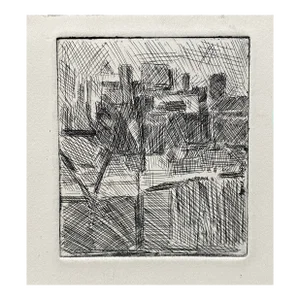 1960s Stuart Egnal Modern Cityscape Etching