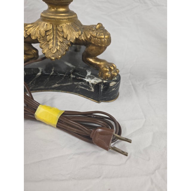 Vintage French Empire Neoclassical Style Marble and Gilt Bronze Table Lamps - a Pair For Sale - Image 14 of 14