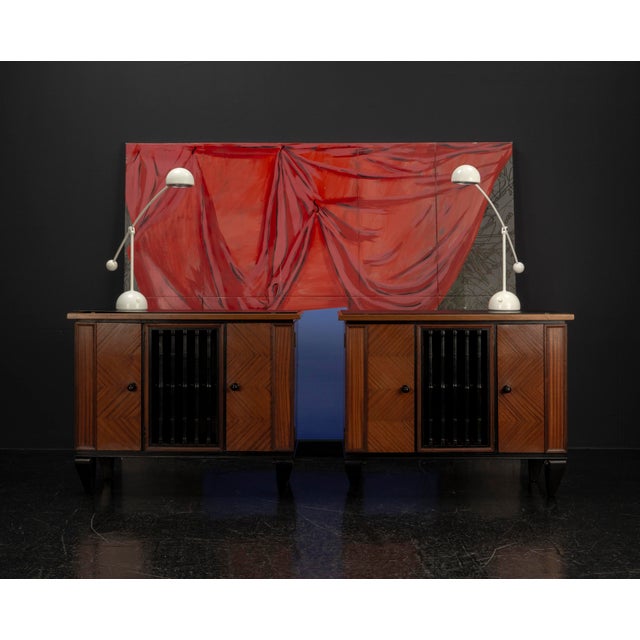 This pair of identical Art Deco sideboards, originating from a 1920s villa, captivates with its clean, elegant lines and...