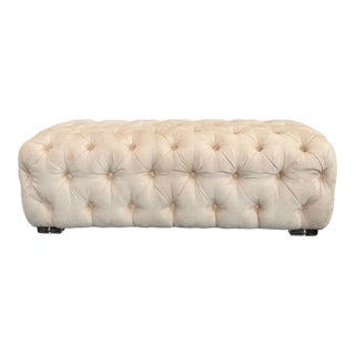 Tufted Ultra-Suede Bench With Lucite Feet by Shlomi Haziza for H Studio For Sale