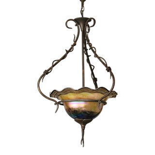 Quoizel Art Glass Hanging Chandelier For Sale