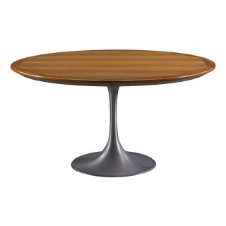 Round Walnut Dining Table with Tulip Pedestal Base, 1960s For Sale