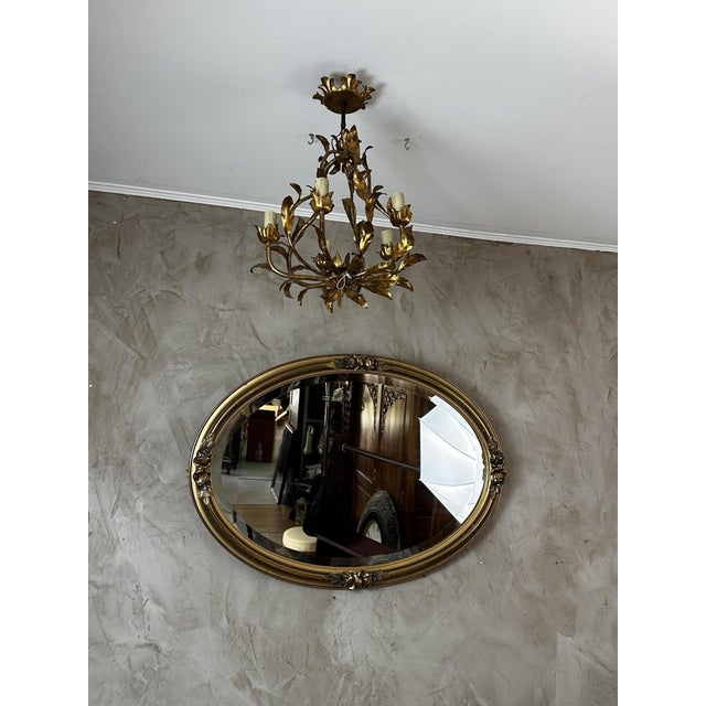 Wood Gilded Wooden Mirror, 1950s For Sale - Image 7 of 10