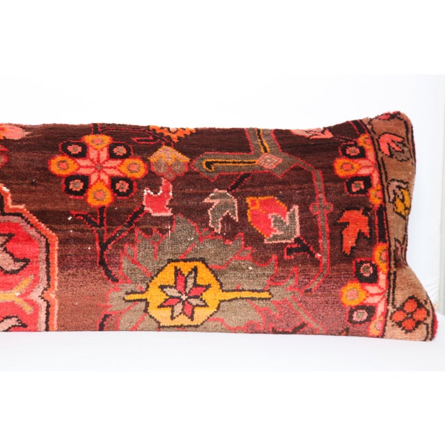 Mid 20th Century Handwoven Tribal Rug Decorative Lumbar Pillow - Rustic Bohemian Vintage Rug Pillow Cover -16'' X 53'' For Sale - Image 5 of 9