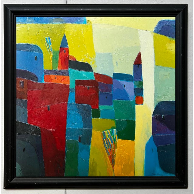 Abstract Abstract Geometric Architectural Painting Glycee Vibrant Colors For Sale - Image 3 of 8