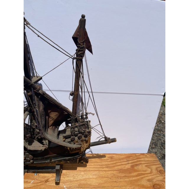 Brown Antique Model Ship Custom Galleon Warship Arts and Crafts Nautical Sea Ocean For Sale - Image 8 of 8