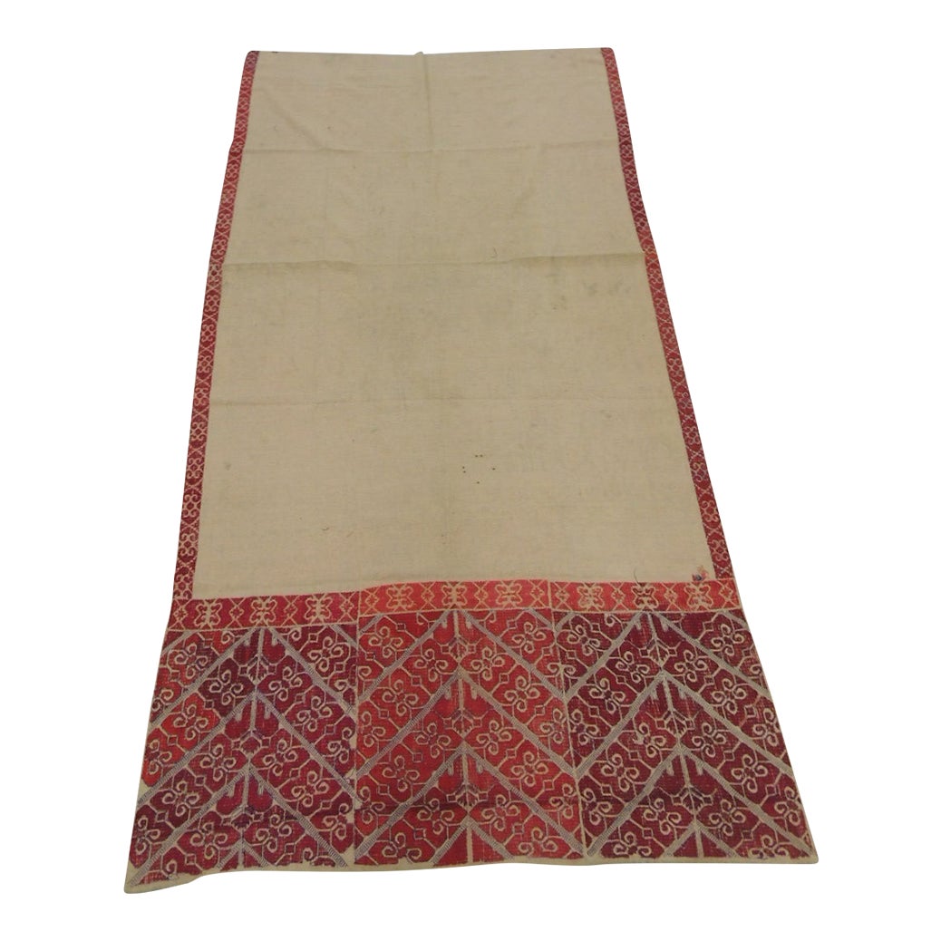 Red - Phulkari Hand Embroidered Crepe Silk 3pc Unstitched Dress Material 32