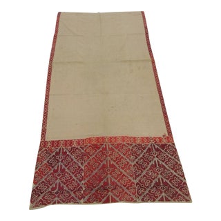 Antique Red Embroidered "Phulkari" Sheer Textile Panel For Sale