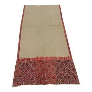Antique Red Embroidered "Phulkari" Sheer Textile Panel