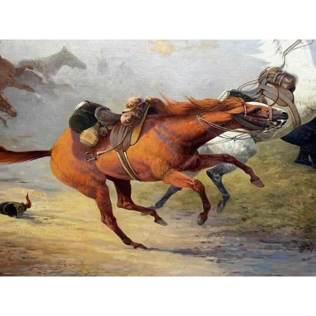 Edith Alice Simkins (1870–1949) “Runaway Horses” 1939 Large Oil on Canvas, Early Wwi Cavalry Aftermath Scene For Sale - Image 4 of 18