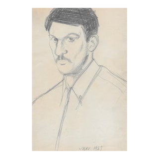 1967 Portrait Drawing of a Man For Sale
