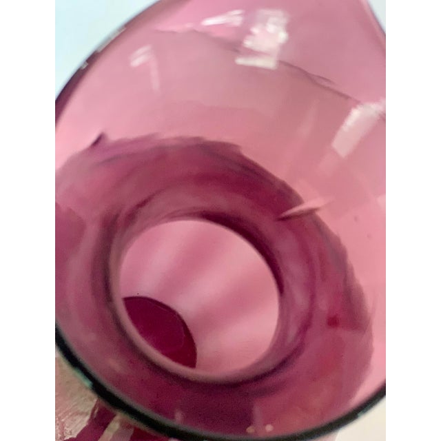 Glass Mid-Century Vintage Winslow Anderson for Blenko Studio Art Glass Hand-Blown Optic Pitcher, Vase in Amethyst For Sale - Image 7 of 12