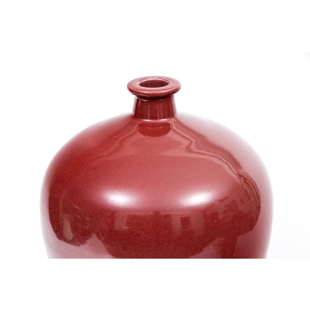 Vintage Chinese Oxblood Red Glazed Lidded Temple Jar For Sale - Image 4 of 6