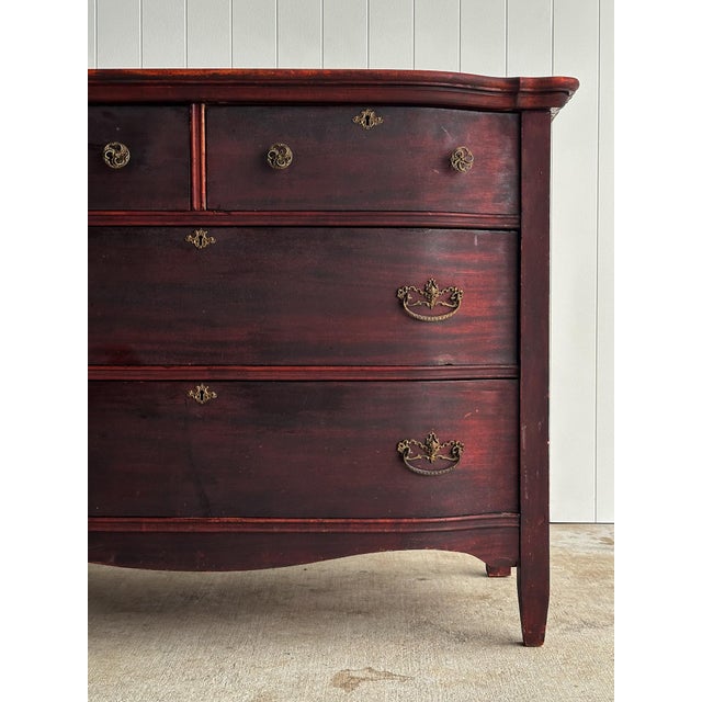 Late 19th Century Antique Serpentine Mahogany Chest of Drawers, C. 1890 For Sale - Image 5 of 18