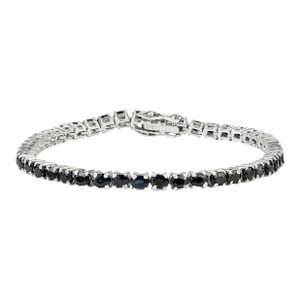 925 Sterling Silver 11.4 Carat Blue Sapphire Tennis Bracelet- Elegant Fine Jewelry