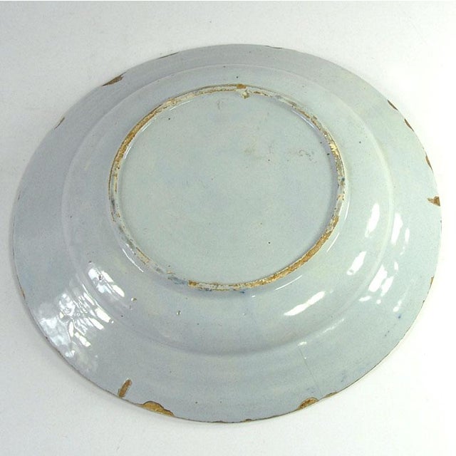 Blue Large Dutch Delftware Blue and White Plate, 1700s For Sale - Image 8 of 10