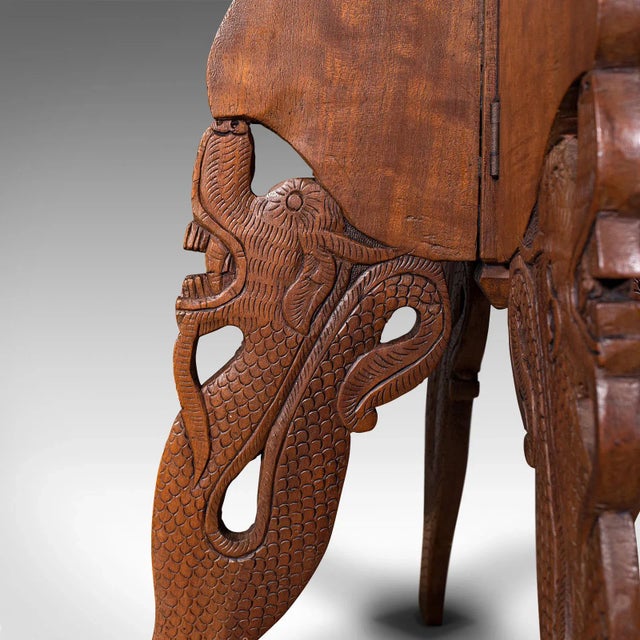 1940s Vintage Chinese Art Deco Elm Carved Occasional Table For Sale - Image 11 of 13