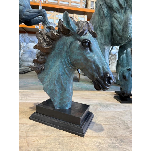 Patinated Horse Head Bust, Bronze For Sale - Image 8 of 8