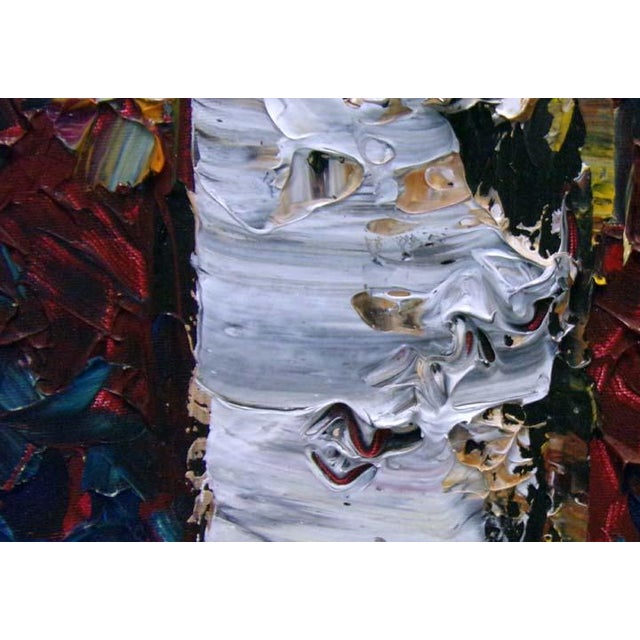 Impressionist Maya Eventov Aspen Trees Original Acrylic Painting on Canvas Custom Framed Art For Sale - Image 3 of 6