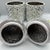 Pair Large 13.5" Silver Italian Ceramic Pineapple Canister Pottery Jars Green Lid For Sale - Image 4 of 8