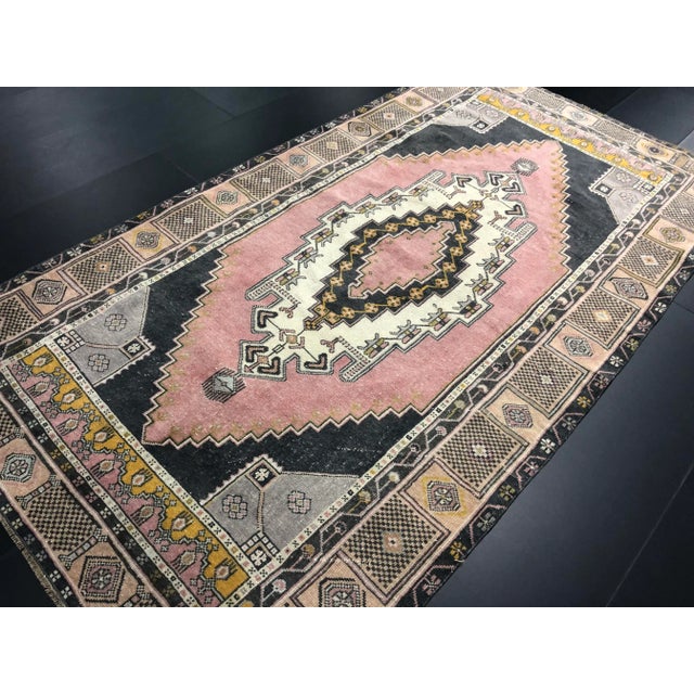 Textile 1960s Turkish Pastel Oushak Rug-4'5'x8'2" For Sale - Image 7 of 11