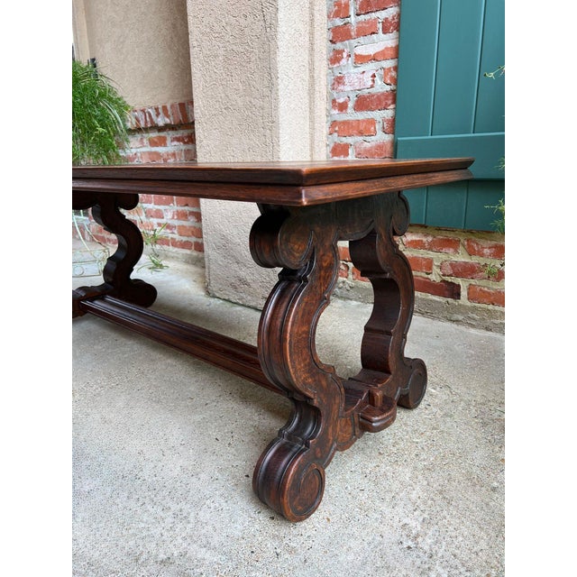 Antique French Coffee Table Carved Oak Bench Baroque Window Hall Seat C1900. For Sale - Image 12 of 18