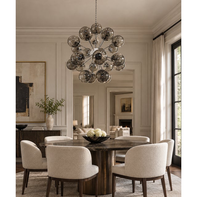21st Century Nova Polished Nickel Smoky Murano Sputnik Chandelier by Fabio LTD For Sale - Image 6 of 6