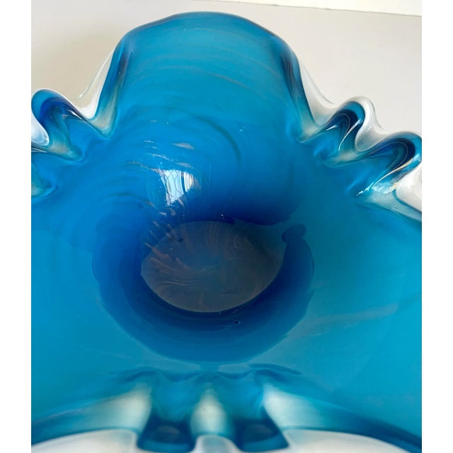 Blue Vintage Blue and White Murano Art Glass Bowl For Sale - Image 8 of 11
