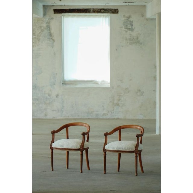 Early 20th Century Danish Art Nouveau Armchairs in Elm & Bouclé, 1920s, Set of 2 For Sale - Image 4 of 18