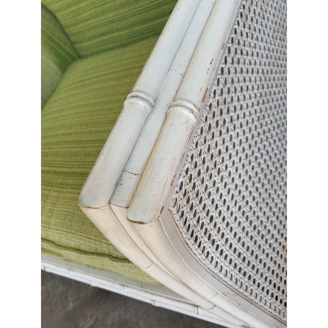 Hollywood Regency Faux Bamboo Lounge Chairs With Cane Back - a Pair For Sale - Image 9 of 12