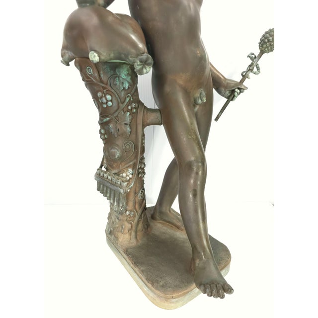 Chestnut Large 34" Antique Grand Tour Mythological Roman Bronze Sculpture of Pan or a Youthful Faun For Sale - Image 8 of 18
