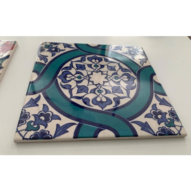 Colorful Patterned Tiles From Turkey - Set of 2 For Sale - Image 4 of 9