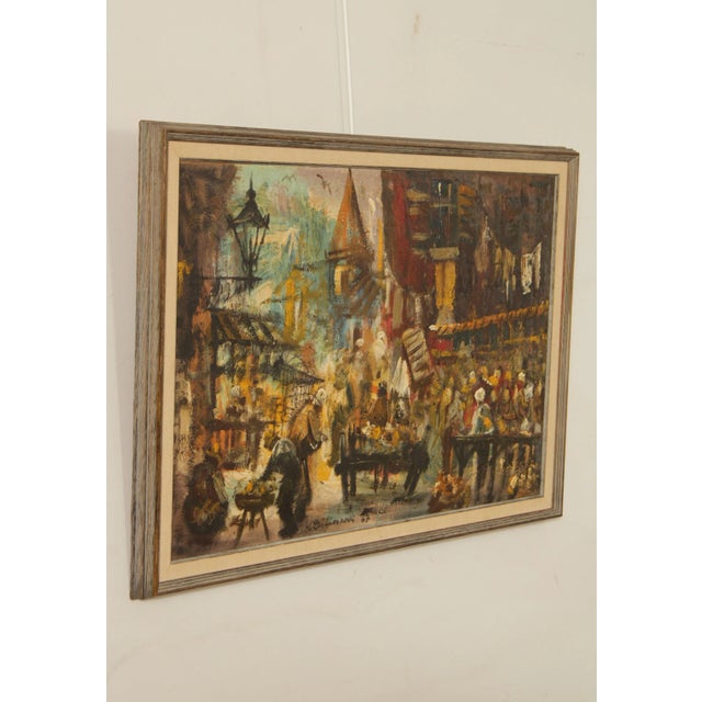 Impressionist Mid 20th C. European Market Scene Original Painting, Signed For Sale - Image 3 of 13