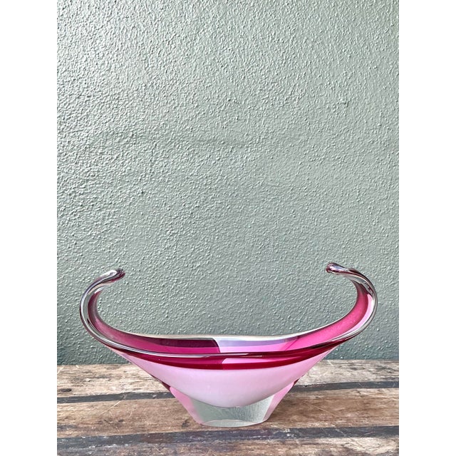 Mid-Century Modern Vintage Italian Art Glass Bowl After Murano For Sale - Image 3 of 12