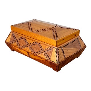 Vintage Hand Made Wood Box For Sale