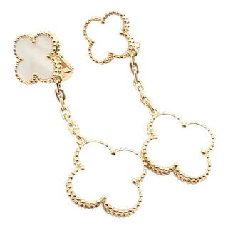 Van Cleef & Arpels Yellow Gold Magic Alhambra Mother of Pearl Earrings, Pair For Sale